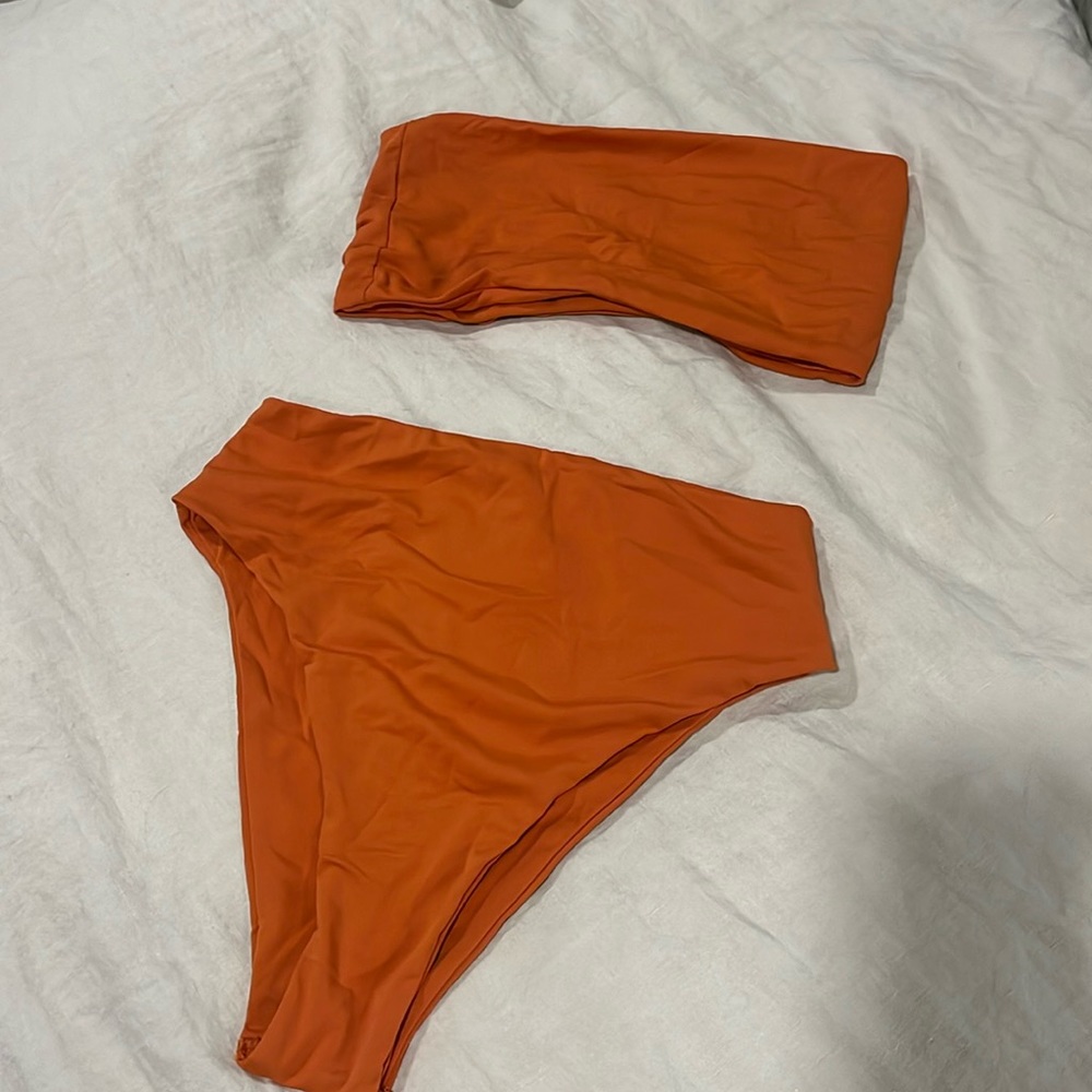 High waisted orange bikini